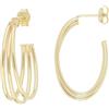DelPia, Orecchini 2begold di Forma Ovale Tre Tubi in Oro 18kt e Argento Sterling 925 (15x20mm)