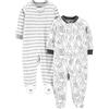 Simple Joys by Carter's 2-Pack Neutral Fleece Footed Sleep And Play Dormienti per Neonati e Bambini, Pinguini/Righe, Prematuro (Pacco da 2) Bimbo
