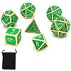 DollaTek Dadi poliedrici in Metallo 7PCS con Custodia Nera per Giochi di Ruolo Dungeons And Dragons Insegnamento di Matematica D&D (Gear Copper Red And Purple)