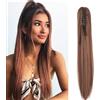 Dcbaboo Posticci per Capelli Coda di Cavallo Extension Capelli Lisci Lunghi Coda Capelli Extension con Pinza 50cm Coda Finta per Capelli Sintetici Dritti Naturali Ponytail, Auburn scuro