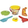 Wader- Disney Winnie The Pooh-Set di 6 Secchiello, setaccio, Pala, rastrello e Forma a Sabbia, Multicolore, 77137