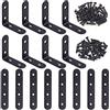 Keadic - Set di 16 supporti angolari neri con staffe dritte e staffe a L in acciaio inox per staffa ad angolo retto per sedie in legno, per libreria, mobili (6565 mm, 1303 mm)