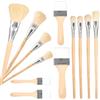 PEUTIER 12pz Set di Pennelli per Doratura, Set di Pennelli in Foglia d'Oro Acrilico Pennelli per Sfumare Mop in Pelo di Capra in Lamina di Wartercolor per Forniture Artistiche e Artigianali di Pittura