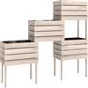 Outsunny Letto per Orto Rialzato con 4 Vasi Portapiante, 50x30x60 cm, in Legno, Colore Naturale | Aosom Italy