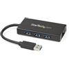 StarTech.com 3 Port USB 3.0 Hub mit Gigabit Ethernet Adapter aus Aluminum