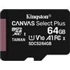 Kingston Technology Scheda micSDXC Canvas Select Plus 100R A1 C10 da 64GB confezione tripla + adattatore singolo