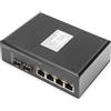 Digitus Switch PoE di rete Gigabit Ethernet a 4 porte, industriale, non gestito, 2 Uplink SFP