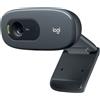 Logitech C270 Webcam HD, HD 720p/30fps, Videochiamate HD Widescreen, Correzione Automatica ‎Luminosità, Microfono Riduzione del