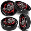 SkinoEu 4 x 60mm Coprimozzi Coprimozzo per Centro Universale Copricerchi Tappi per Ruote Cerchi in Lega Nero Argento Cranio Skull Dito Medio CX 20