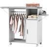 HOMCOM Mobile Asse da Stiro con Piano d'Appoggio, 3 Ripiani a Cubo e Guida, 127x42.5x99 cm, Bianco|Aosom