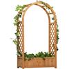 Outsunny Fioriera da Esterno a Fondo Cavo in Legno di Abete Marrone con Arco Decorativo e Grate per Piante Rampicanti, 83x36x152 cm|Aosom