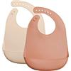 GODR7OY Silicone Bibs, Waterproof Soft Bibs for Babies & Toddlers, Baby Bibs Adjustable for 6-27 Months Eating, 2 Pack Stain Resistant Silicone Baby Bib