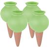 Relaxdays Set 4 Sfere da Irrigazione, Coni in Argilla, 100 ml, Irrigatore Annaffia Piante, in Ceramica, Verde Terracotta