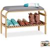 Relaxdays Scarpiera da Ingresso, con Panca Imbottita, 3 Paia, Guardaroba, Camera, Porta Scarpe, 46x69x30 cm, Naturale