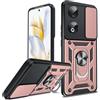 LeYi Cover per Honor 90 con Anello Supporto, Custodia con Protezione Camera [Slideable] Armour TPU Bumper Antiurto Case Cover per Telefono Honor90 5G, Rosa