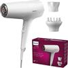Philips Asciugacapelli Serie 5000, tecnologia ThermoShield, agli ioni, 2100°W, bianco, con beccuccio per styling e diffusore, modello BHD500/20