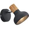 RL LIVE YOUR LIGHT Reality Apparecchio da parete Spot Latika R81521032, metallo nero opaco, imitazione legno, escl. 1x E14