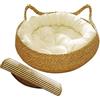 JISADER Cuccia per Gatti, Cuccia per Animali con Cuscino, Tiragraffi per Gatti con Nido Lavabile, per Gatti da Interno, Cuccioli, Cuccioli di, Cuscino Bianco 38x13 cm