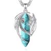 CELESTIA Drago Collana con Cristalli e Pietre Semi-Preziose Ciondolo Placcato Argento Quarzo Rosa Turchese Malachite Gotico Regalo Donne Uomini