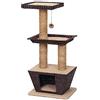 Croci Natural Betulla - Tiragraffi per gatti adulti, con materiali naturali, con cuccia per gatti, sedute, cuscini, parti graffiabili, 45x35x98,5 cm