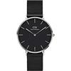 Daniel Wellington Petite Ashfield Orologio Unisex Adulto, 36mm, in Maglia, Nero/Argento