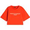 Freddy T-shirt donna corta in jersey con slogan a contrasto