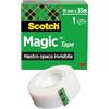 Scotch Magic Tape Nastro Adesivo Trasparente - 1 Rotolo - 19mm x 33m - Nastro Trasparente Opaco e Scrivibile Ideale per Casa, Ufficio e Scuola