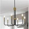 WayLuoung Lampadari Moderni In Ottone Nero E Oro, Ø71cm Lampadari Vintage A 6 Luci, Sospensione Regolabile In Altezza, Sala Da Pranzo Isola Cucina Soggiorno Foyer Camera Da Letto E14 (Lampadine Non Incluse)