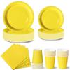 Nkaiso 96Pcs Giallo Piatti Carta per feste di Compleanno-24 Ospiti