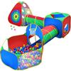 Hide N Side Tende e tunnel da fossa per bambini a 5 pezzi, tenda da palestra per bambini nella giungla, gioco con giocattolo a tunnel, giochi da box non inclusi, gioco bersaglio con 4 palle da dardo