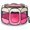 FM2018XSL Recinto per Animali Domestici, Portatile Gabbia, Tenda Cucciolo Gattino, Sala Parto Gatti, Recinzione Pieghevole in Tessuto Oxford Resistente (Rosa + Beige, S(73 * 73 * 43cm))