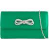 UShopUK Pochette da sera in raso con fiocco e strass, ideale per spose e balli studenteschi, Verde menta, medium