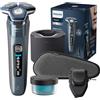 Philips S7000 - Rasoio elettrico Wet & Dry in blu ghiaccio con 1 rifinitore a scomparsa, regolabarba, custodia da viaggio, Quick Clean Pod e supporto di ricarica (modello S7882/54)