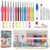 Coopay Set di 14 uncinetti ergonomici con borsa arrotolabile, 2,0-10 mm, per mani artritiche, con accessori, unisex, adulto, tutte le stagioni, multicolore, contemporaneo, tema animali