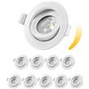 EDISHINE Faretti LED Dimmerabili, Faretti da Incasso Piatti 230V, 3000K 68mm, Faretti da Incasso Bianco Caldo, Faretti Orientabili Plafoniera, 400Lumen Confezione da 10 (Bianco)