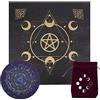 CREATCABIN Kit Panno per Altare Pentagramma Tovaglia Arazzo Tappetino per Pendolo Tappetino per Divinazione Panno Spirituale con Sacchetto per Carte dei Tarocchi Quadrato Tarocchi Celesti 49cm