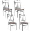 buybyroom Set di 4 sedie da pranzo in stile industriale con schienale, struttura in ferro per sala da pranzo, soggiorno, marrone scuro
