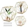 PEESHON 3 Pezz Scaffali Esagonali Galleggianti Montati A Parete,Scaffali Galleggianti In Metallo E Legno,Mensole Decorative Fissate Al Muro per Camera Da Letto, Soggiorno, Ufficio, Cucina(Oro)