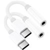 Beamingnet 2 Pack Adattatore USB C Jack [Certificato MFi] Adattatore Cuffie USB C a 3.5 mm Adattatore Aux Audio Cavo Dongle Jack per iPhone 15/15 Pro/15 Pro Max/16/16 Pro Max, Samsung Galaxy, iPad Mini/Pro/Air