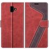 MOBESV Custodia per Samsung Galaxy J6 Plus, Cover a Libro Magnetica Custodia in pelle Per Samsung Galaxy J6 Plus 2018, Elegante Rosso