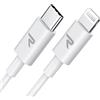 RAMPOW Cavo USB C Lightning [MFi C94], Cavo iPhone USB C Power Delivery 18W Carica Rapida, Cavo Apple USB C Compatibile con iPhone 14/13/12/11/XS/XR/X/8,iPad-Bianco,1M