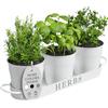 Barnyard Designs Set di vasi per erbe aromatiche con vassoio per interni o esterni, vasi decorativi in metallo bianco per piante grasse in vaso per davanzale della cucina