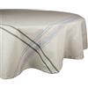 DII - Tovaglia in stile rustico con motivo a righe francesi, rotonda, 188 cm, colore: tortora/grigio