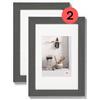 walther design Home HO015DD, Cornice in Legno con Passepartout, Confezione Doppia, 10 x 15 cm, grigio