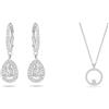 Swarovski Orecchini Angelic, Cristalli taglio Pear, Bianchi, Placcato rodio & Pendente Creativity, Circolare, Bianco, Placcato rodio