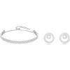 Swarovski Subtle Bracciale Morbido, Placcato in Tonalità Rodio Lucido con Doppia Fila di Cristalli & Creativity Orecchini a Lobo Circolari, Placcati in Tonalità Rodio Lucido