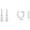 Swarovski Orecchini pendenti Attract, Taglio Pear, Bianchi, Placcato rodio & Orecchini a cerchio Stone, Pavé, Piccoli, Bianchi, Placcato rodio