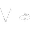 Swarovski Infinity Bracciale a Catena Morbida, Placcato in Tonalità Rodio Lucido con Delicati Zirconi su un Simbolo con Cuore e Infinito, Bianco & Collana Attract, Taglio tondo, Bianca, Placcato rodio