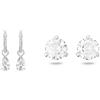 Swarovski Orecchini pendenti Attract, Taglio Pear, Bianchi, Placcato rodio & Orecchini a lobo Solitaire, Taglio tondo, Bianchi, Placcato rodio