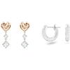 Swarovski Orecchini pendenti Lifelong Heart, Cuore, Bianchi, Placcato color oro rosa & Orecchini a cerchio Stone, Pavé, Piccoli, Bianchi, Placcato rodio